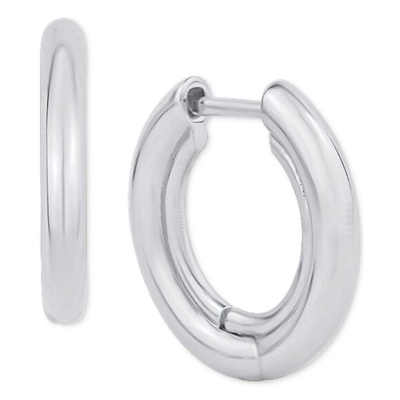 And Now This Highly Polished Small Hoop Earrings, 0.78" - Silver Plated NWT - Picture 1 of 1